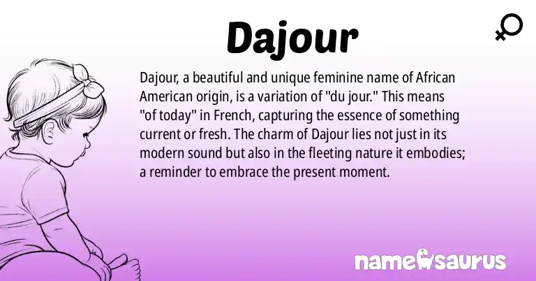 Infographic about Dajour name meaning, Dajour is a name from African American origin(s).