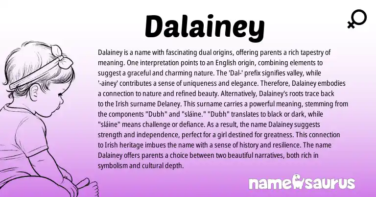Infographic about Dalainey name meaning, Dalainey is a name from English origin(s).