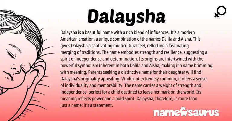 Infographic about Dalaysha name meaning, Dalaysha is a name from Other origin(s).