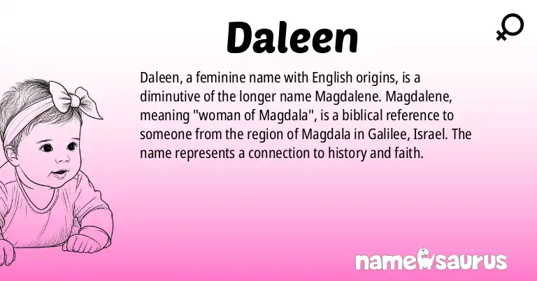 Infographic about Daleen name meaning, Daleen is a name from English origin(s).