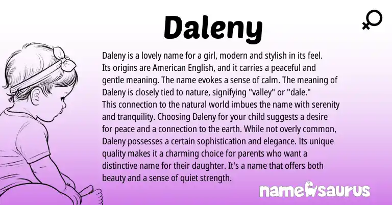 Infographic about Daleny name meaning, Daleny is a name from English origin(s).
