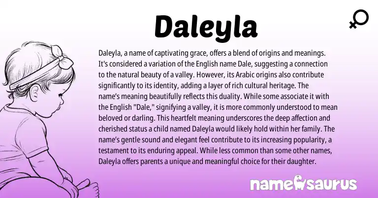 Infographic about Daleyla name meaning, Daleyla is a name from English origin(s).