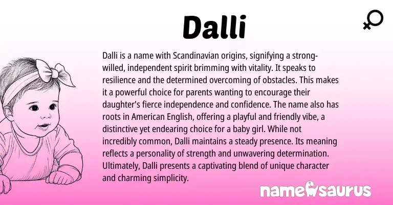 Infographic about Dalli name meaning, Dalli is a name from Scandinavian origin(s).