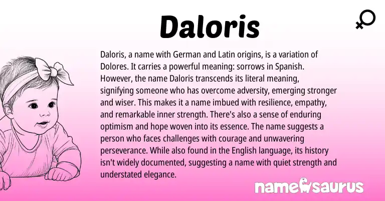 Infographic about Daloris name meaning, Daloris is a name from Germanic, Latin, Spanish origin(s).