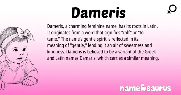 Infographic about Dameris name meaning, Dameris is a name from Latin origin(s).