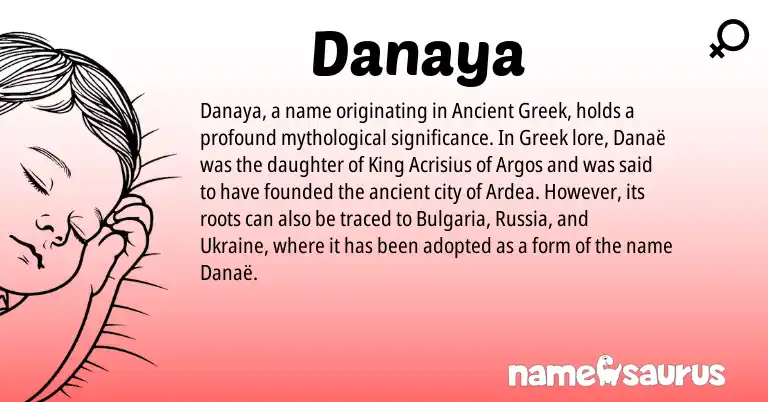 Infographic about Danaya name meaning, Danaya is a name from Ancient Greek, Ukraine, Greek origin(s).