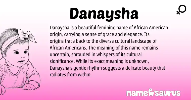 Infographic about Danaysha name meaning, Danaysha is a name from African American origin(s).
