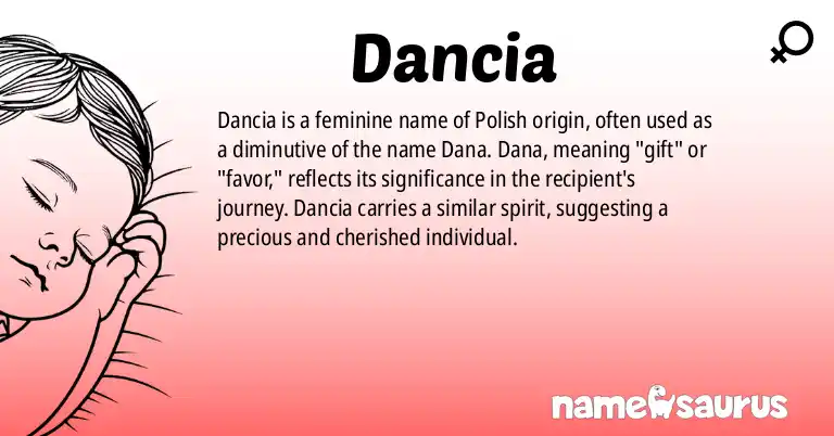 Infographic about Dancia name meaning, Dancia is a name from Polish origin(s).