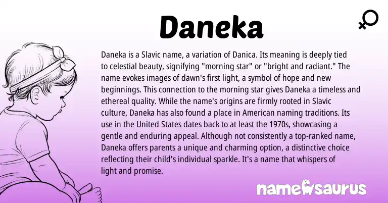 Infographic about Daneka name meaning, Daneka is a name from Slavic, Russian origin(s).
