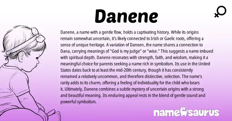 Infographic about Danene name meaning, Danene is a name from Hebrew origin(s).