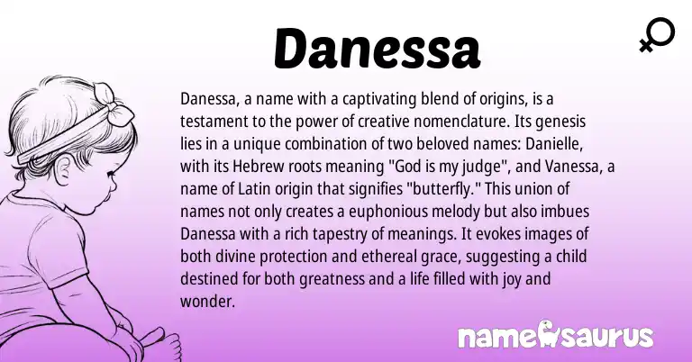Infographic about Danessa name meaning, Danessa is a name from Latin, Hebrew origin(s).