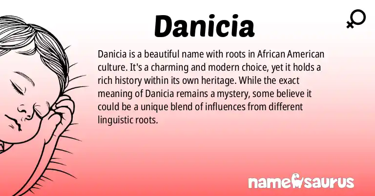 Infographic about Danicia name meaning, Danicia is a name from African American origin(s).