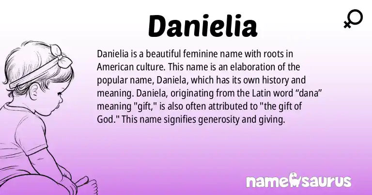 Infographic about Danielia name meaning, Danielia is a name from American origin(s).