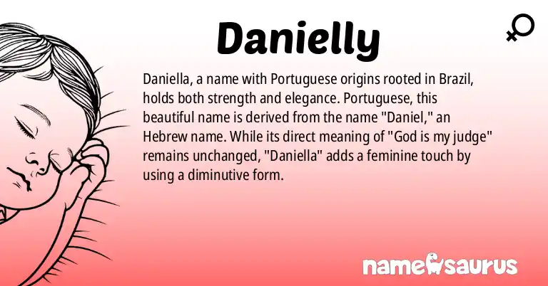 Infographic about Danielly name meaning, Danielly is a name from Portuguese (Brazilian) origin(s).