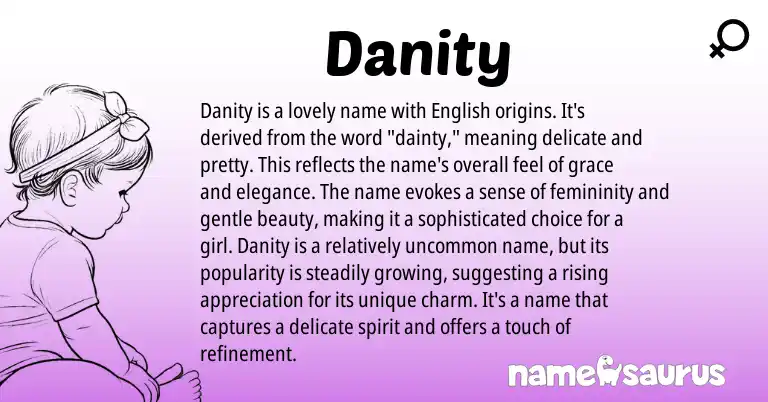 Infographic about Danity name meaning, Danity is a name from English origin(s).