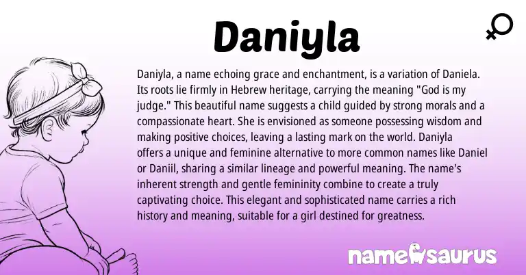 Infographic about Daniyla name meaning, Daniyla is a name from Hebrew origin(s).
