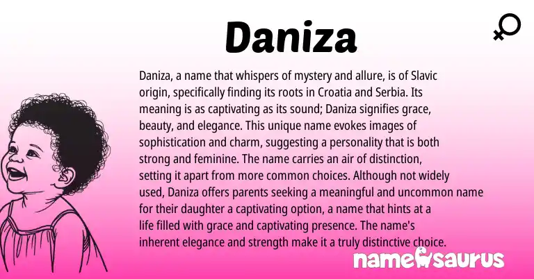 Infographic about Daniza name meaning, Daniza is a name from Slavic origin(s).