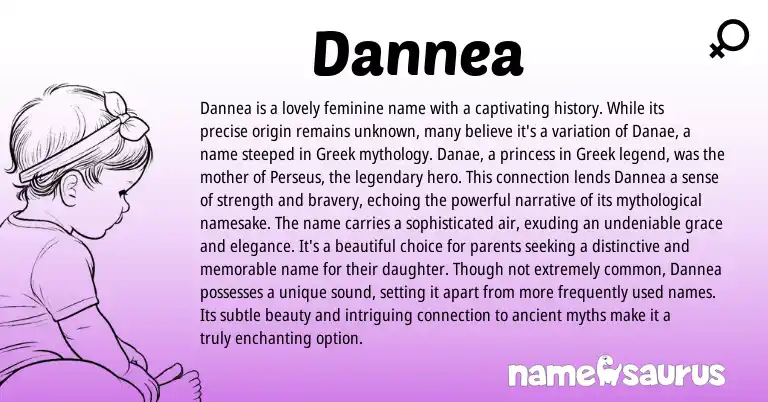 Infographic about Dannea name meaning, Dannea is a name from Greek, American origin(s).