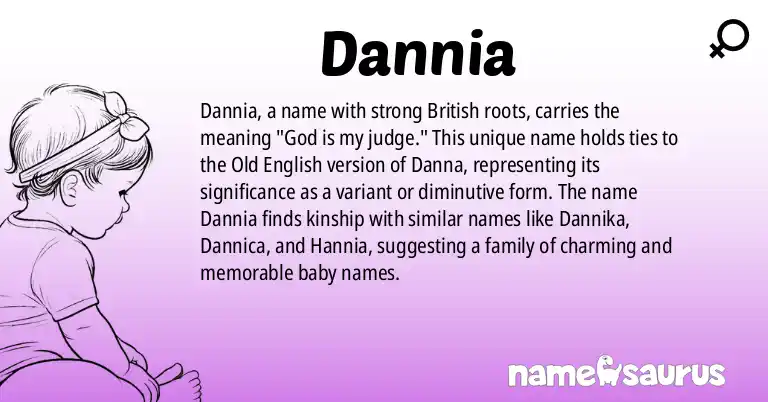 Infographic about Dannia name meaning, Dannia is a name from British origin(s).