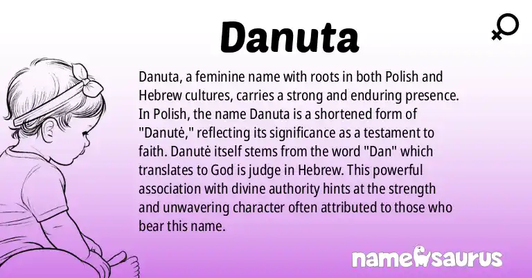 Infographic about Danuta name meaning, Danuta is a name from Polish, Hebrew origin(s).