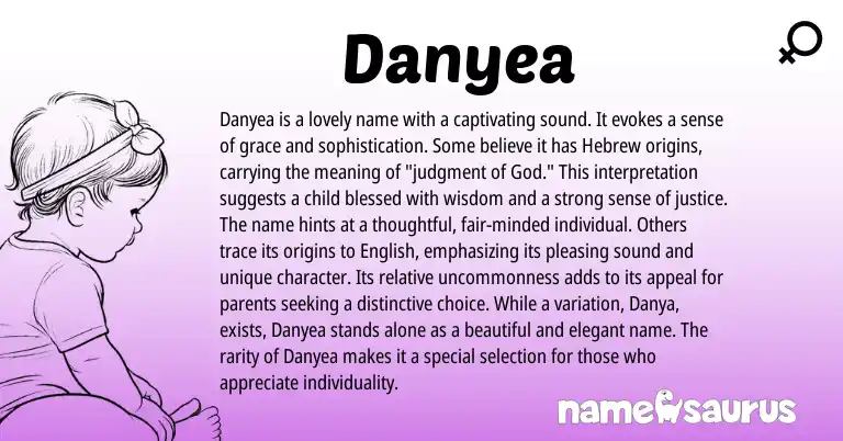 Infographic about Danyea name meaning, Danyea is a name from Hebrew origin(s).