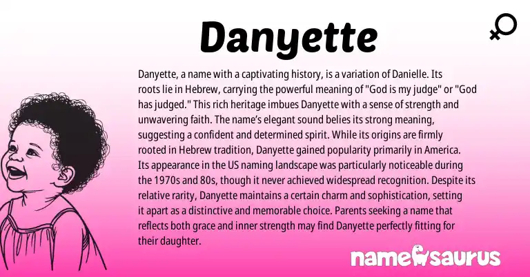 Infographic about Danyette name meaning, Danyette is a name from Hebrew origin(s).