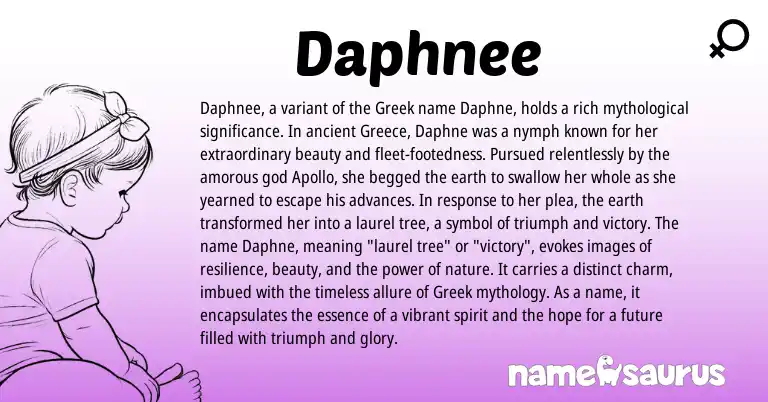 Infographic about Daphnee name meaning, Daphnee is a name from Greece, Greek origin(s).