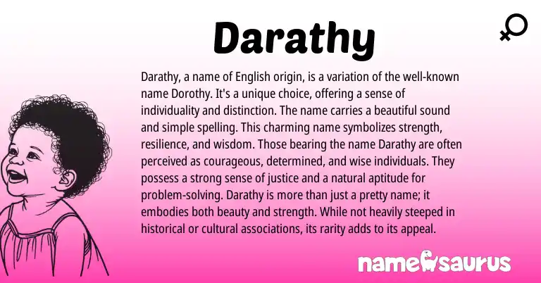 Infographic about Darathy name meaning, Darathy is a name from English origin(s).