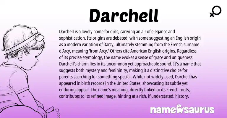 Infographic about Darchell name meaning, Darchell is a name from French, English origin(s).