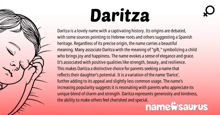 Infographic about Daritza name meaning, Daritza is a name from Hebrew origin(s).