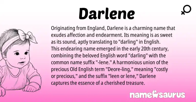 Infographic about Darlene name meaning, Darlene is a name from Old English, English, England origin(s).