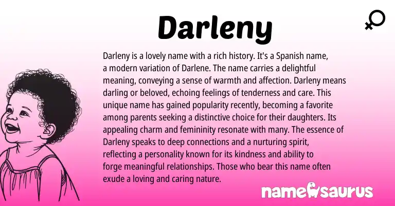 Infographic about Darleny name meaning, Darleny is a name from English, Spanish origin(s).