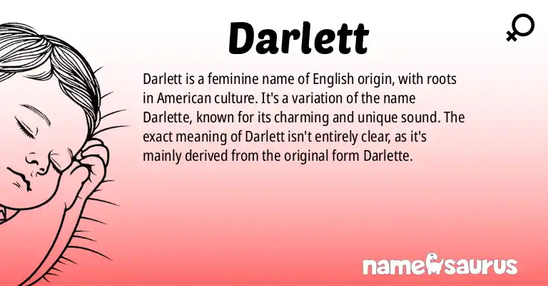 Infographic about Darlett name meaning, Darlett is a name from English (American) origin(s).