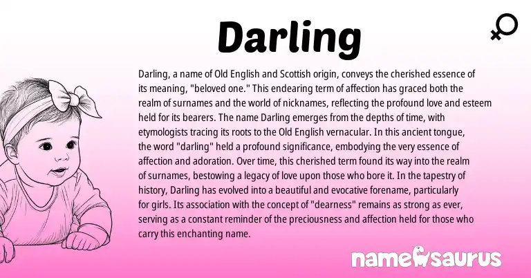 Infographic about Darling name meaning, Darling is a name from Old English, Scottish origin(s).