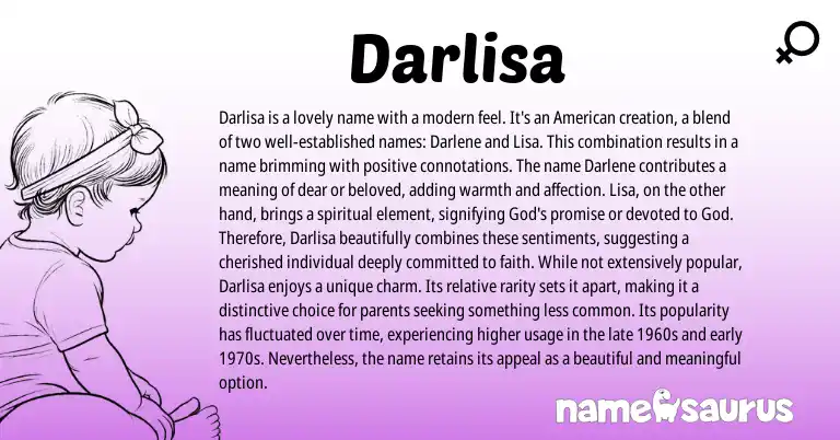 Infographic about Darlisa name meaning, Darlisa is a name from English, American origin(s).