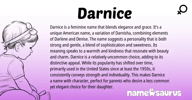 Infographic about Darnice name meaning, Darnice is a name from Other origin(s).