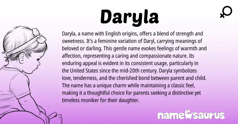 Infographic about Daryla name meaning, Daryla is a name from English origin(s).