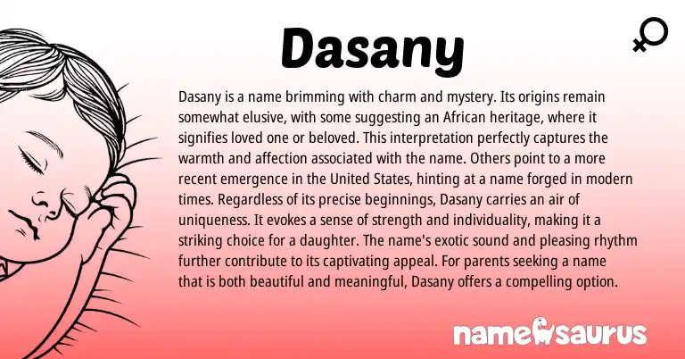 Infographic about Dasany name meaning, Dasany is a name from African origin(s).