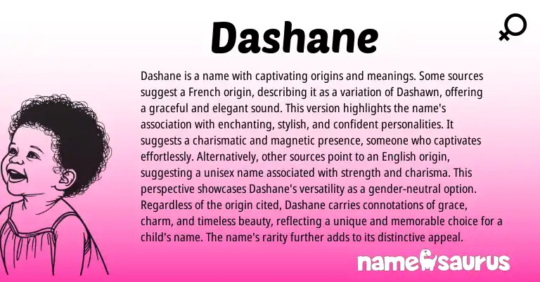 Infographic about Dashane name meaning, Dashane is a name from French origin(s).