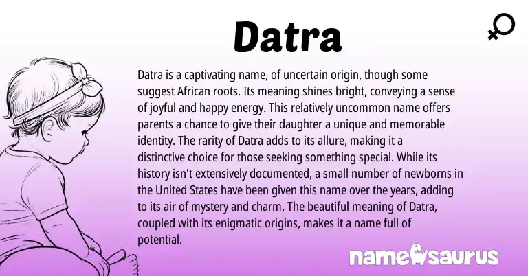 Infographic about Datra name meaning, Datra is a name from African origin(s).