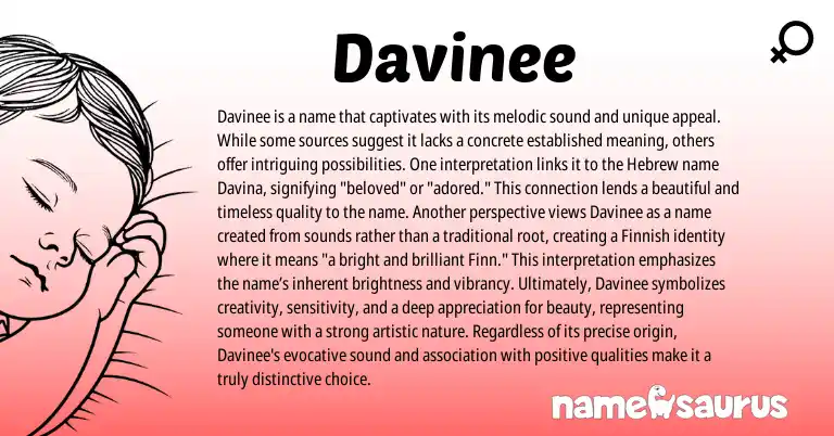 Infographic about Davinee name meaning, Davinee is a name from English, Other origin(s).