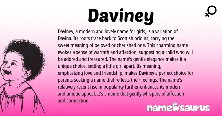 Infographic about Daviney name meaning, Daviney is a name from Scottish, Hebrew origin(s).