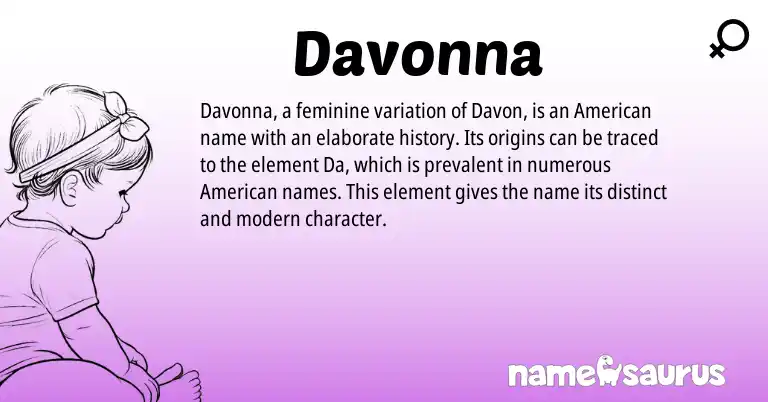Infographic about Davonna name meaning, Davonna is a name from American origin(s).
