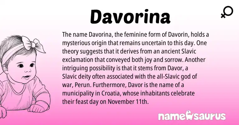 Infographic about Davorina name meaning, Davorina is a name from Slavic origin(s).