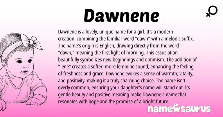 Infographic about Dawnene name meaning, Dawnene is a name from American origin(s).