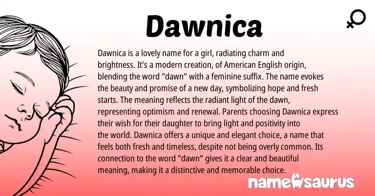 Infographic about Dawnica name meaning, Dawnica is a name from Other origin(s).