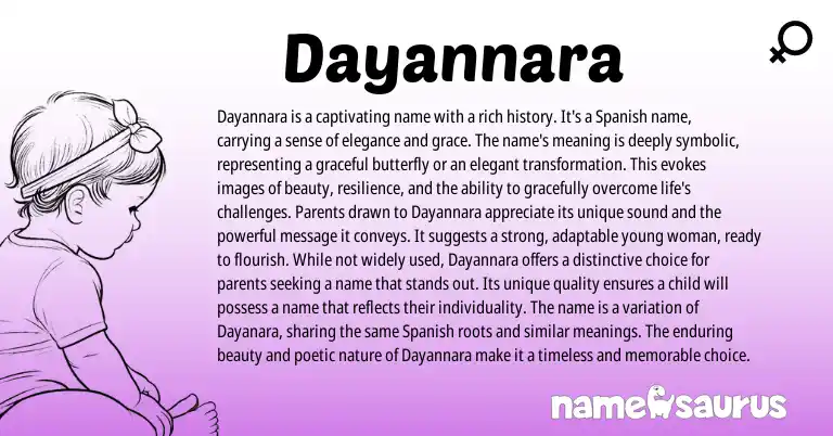 Infographic about Dayannara name meaning, Dayannara is a name from Spanish origin(s).