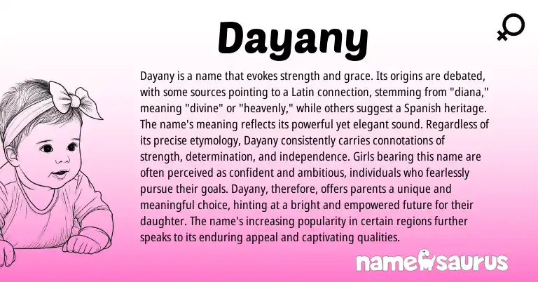 Infographic about Dayany name meaning, Dayany is a name from Latin origin(s).