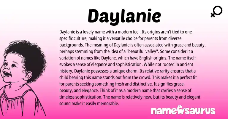 Infographic about Daylanie name meaning, Daylanie is a name from English origin(s).