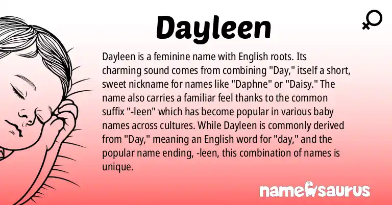 Infographic about Dayleen name meaning, Dayleen is a name from English origin(s).